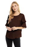 Bubble Sleeve Blouse With Back Keyhole Detail