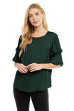 Bubble Sleeve Blouse With Back Keyhole Detail