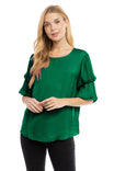 Bubble Sleeve Blouse With Back Keyhole Detail