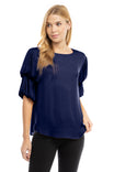 Bubble Sleeve Blouse With Back Keyhole Detail