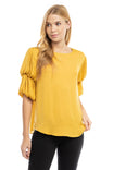 Bubble Sleeve Blouse With Back Keyhole Detail