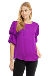Bubble Sleeve Blouse With Back Keyhole Detail