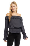 Off Shoulder Long Sleeve Peplum Blouse