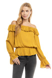 Off Shoulder Long Sleeve Peplum Blouse