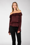 Off Shoulder Long Sleeve Peplum Blouse