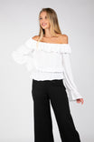 Off Shoulder Long Sleeve Peplum Blouse