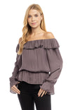 Off Shoulder Long Sleeve Peplum Blouse
