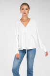 Raglan Sleeve Blouse With Front Tie Detail