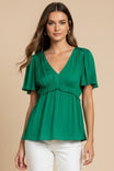 Flutter Half Sleeve Blouse With Smocking Detail