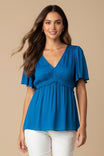 Flutter Half Sleeve Blouse With Smocking Detail