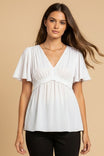 Flutter Half Sleeve Blouse With Smocking Detail