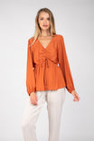 Neck Blouse With Front Tunnel Detail