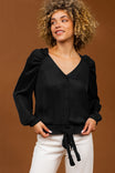 Raglan Sleeve Blouse With Smocked Waistband