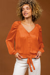 Raglan Sleeve Blouse With Smocked Waistband