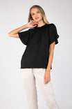 Short Sleeve Flutter Blouse