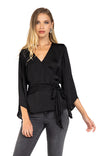 Long Sleeve Tie Blouse With Bell Sleeves