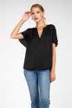 Short Sleeve Blouse With Front Shirring Detail