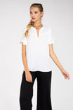 Short Sleeve Blouse With Front Shirring Detail
