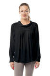Dolman Long Sleeve Blouse With Roll Over Neck