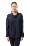 Dolman Long Sleeve Blouse With Roll Over Neck