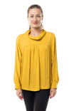 Dolman Long Sleeve Blouse With Roll Over Neck
