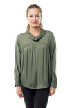 Dolman Long Sleeve Blouse With Roll Over Neck