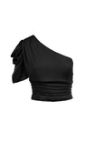 Puff Sleeve One Shoulder Shirred Top