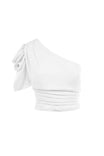 Puff Sleeve One Shoulder Shirred Top