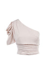 Puff Sleeve One Shoulder Shirred Top