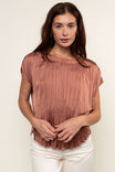 Pleated Crew Neck Top