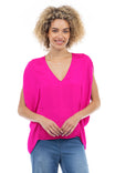 V-Neck Draped Blouse With Elastic Back