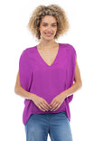 V-Neck Draped Blouse With Elastic Back