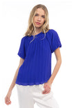 Bubble Sleeve Pleated Blouse