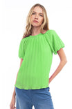 Bubble Sleeve Pleated Blouse