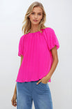 Bubble Sleeve Pleated Blouse