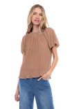 Bubble Sleeve Pleated Blouse