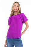 Bubble Sleeve Pleated Blouse