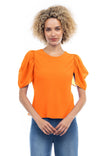 Bias Blouse With Draped Puff Sleeve