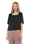 Square Neck Cropped Short Sleeve Blouse