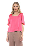 Square Neck Cropped Short Sleeve Blouse