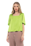 Square Neck Cropped Short Sleeve Blouse