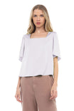 Square Neck Cropped Short Sleeve Blouse