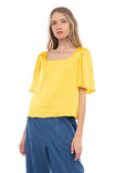 Square Neck Cropped Short Sleeve Blouse