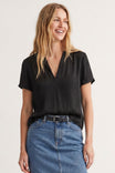 Notched Collar Crop Blouse