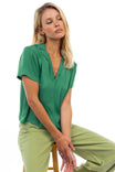 Notched Collar Crop Blouse