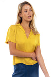 Notched Collar Crop Blouse