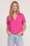Notched Collar Crop Blouse