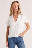 Notched Collar Crop Blouse