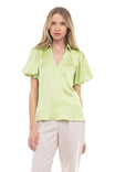 Pullover Blouse With Puff Sleeves