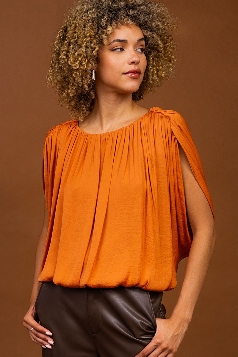 Grecian Drape Bubble Blouse